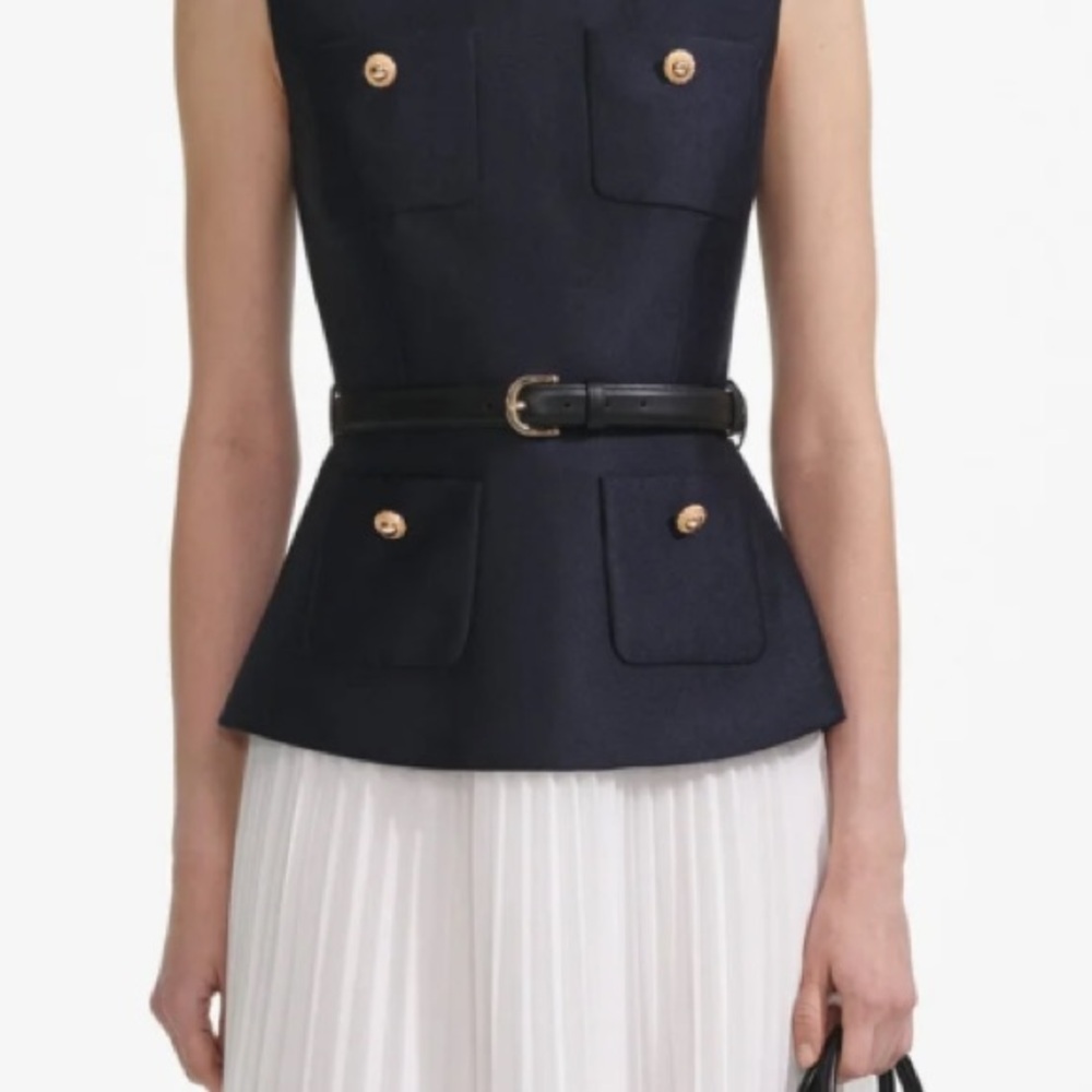 Self-Portrait Navy Taffeta Midi Dress - Picture 6 of 13